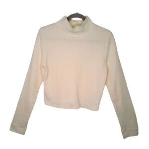 Aerie White Thermal Waffle Knit Mock Neck Long Sleeve Top Size XL